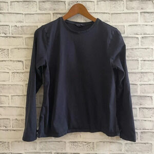 Women’s Land’s End navy blue 100% cotton long sleeve shirt Small
